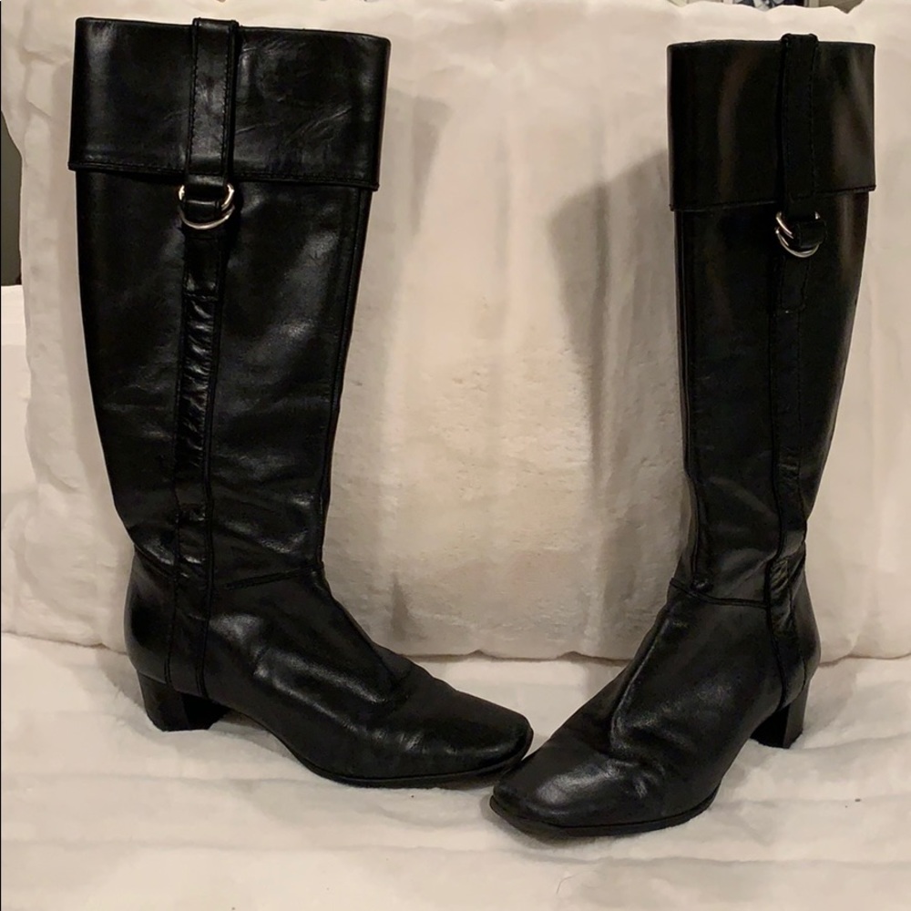 Enzo Angiolini Tall Black Leather Boots - Picture 2 of 7